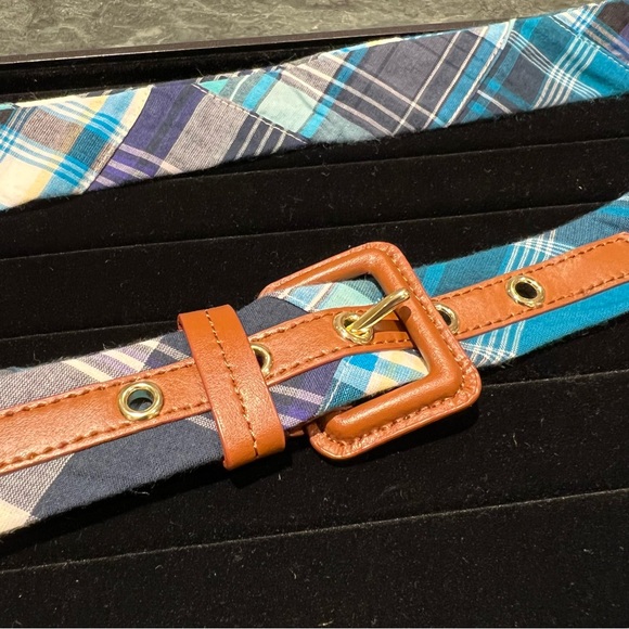 Talbots Blue Plaid Belt Size Small 100% Cotton NWT main image 5